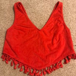 Red Fringe Crop top